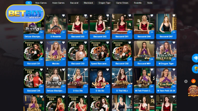 Favorite Live Casino Games Among BETBDT Players